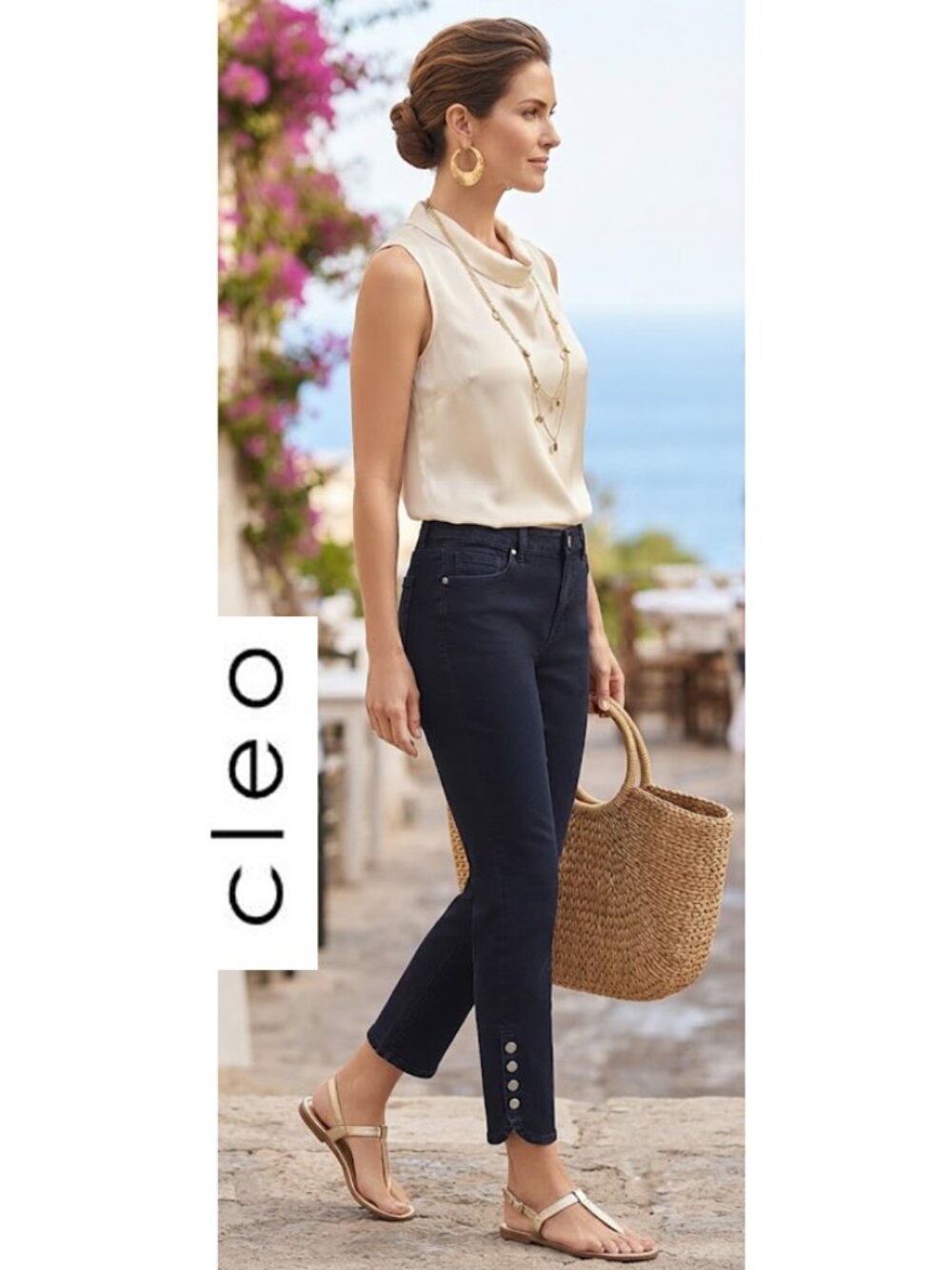 (3 for $30) CLEO - Cotton blend indigo colored ankle jeans